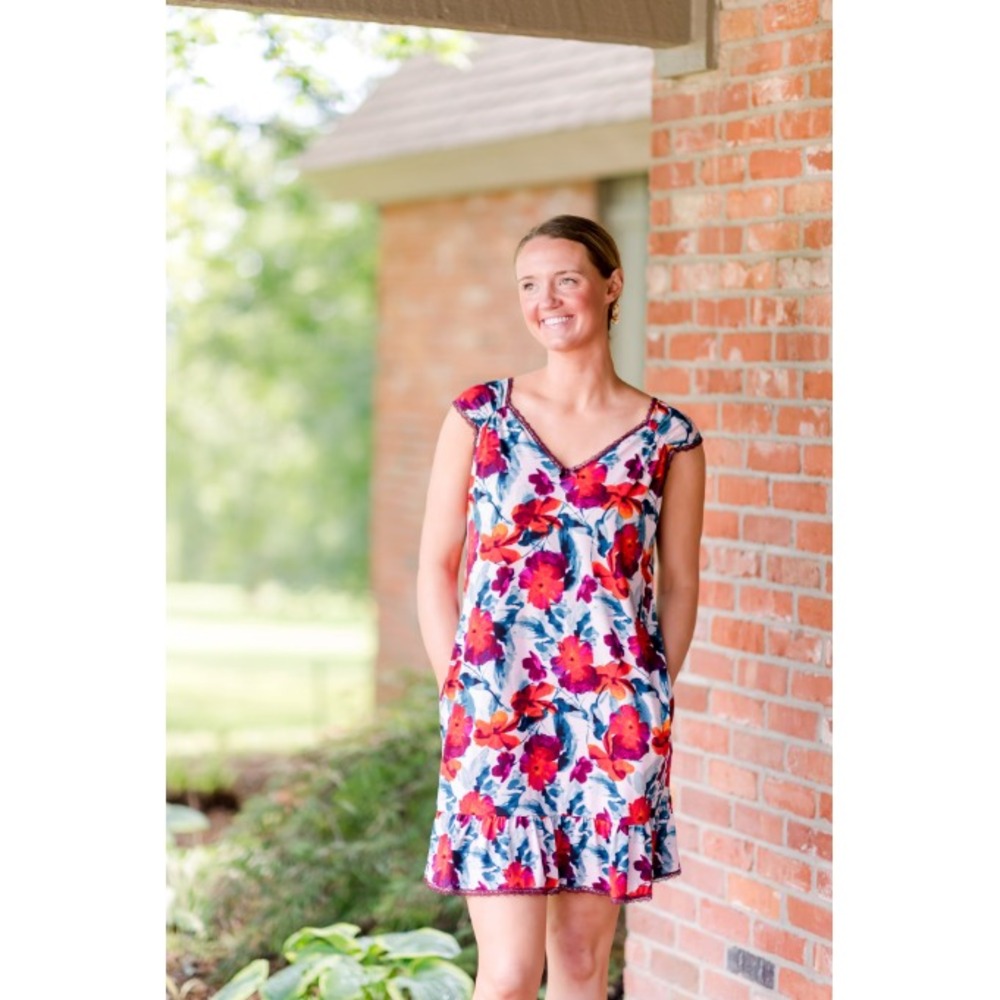 The Pioneer Woman Floral Nightgown Chemise Women's Size Large Cap Sleeve Pajamas